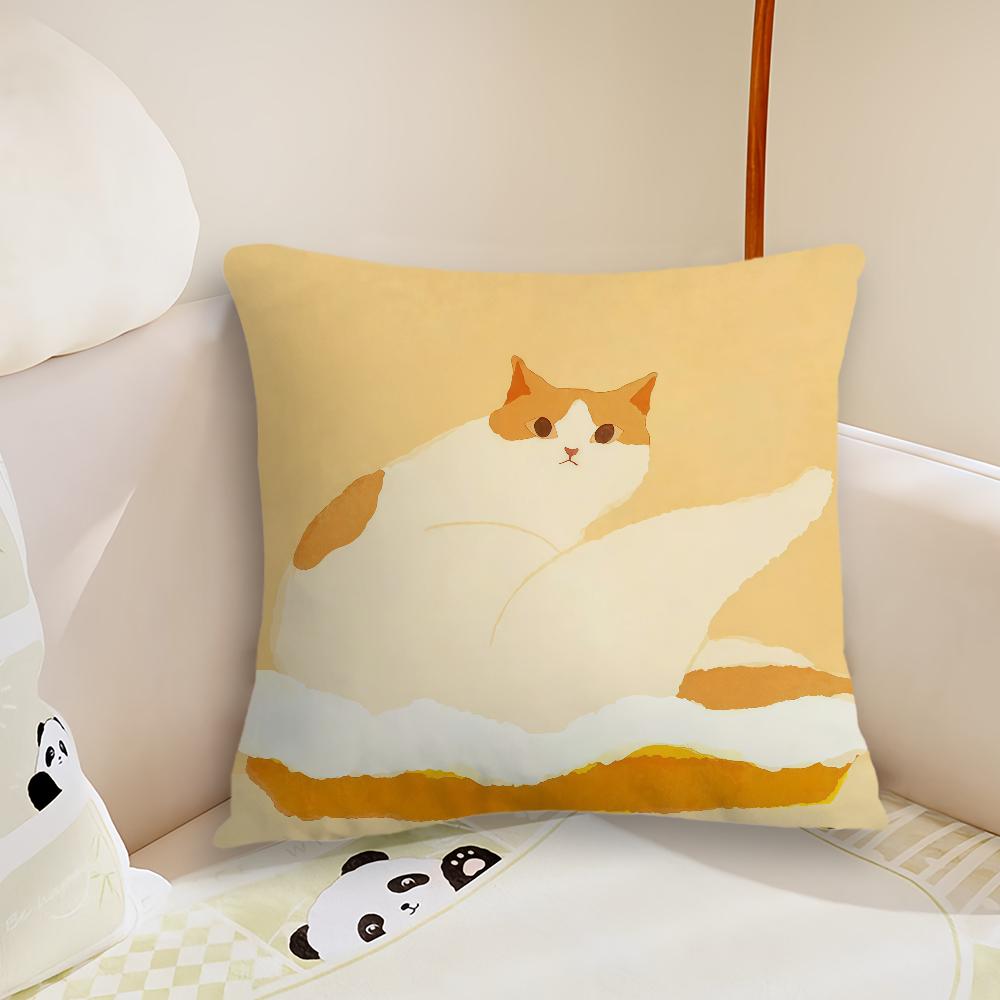 Cute Cartoon Cat Art cushion cover Plush Fabric Soft Double Sided Print Sofa Cushion Cover Throw Pillow Covers