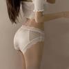 Бесшовные трусы средней талии сексуальное кружевное нижнее белье для женщин прозрачная сетка чистый хлопок антибактериальные трусики с треугольным вырезом