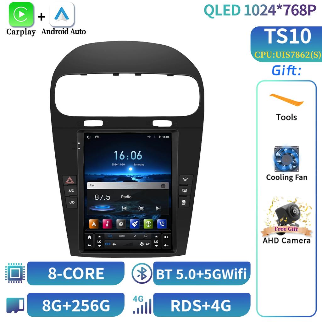 9,7-дюймовый автомобильный радиоприемник с мультимедиа Carplay Video GPS для Dodge Journey Fiat Freemont 2012-2014 Android 14 стерео навигационный плеер экран