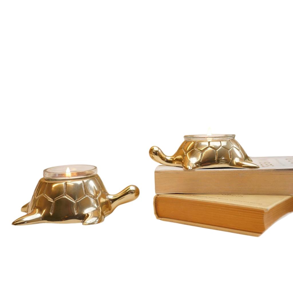 Набор подсвечников Черепаха (2 шт), Golden Turtle Votive Holder Elegant Set of 2, Behoma