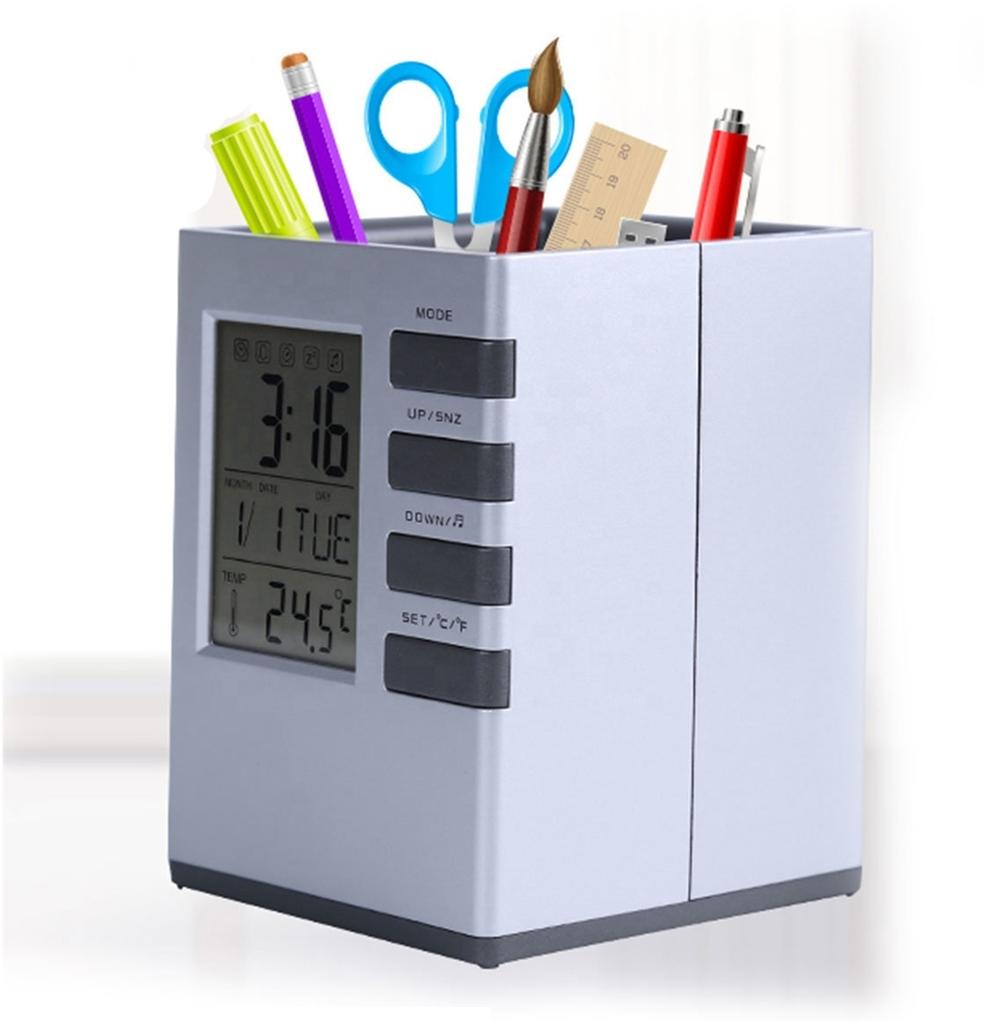 Desktop Multi-functional Promotional Desk Digital Pen Holder With Calendar Clock and Digital Timer 2068