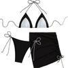 Contrasting Color Split Swimsuit Strap-up Bikini Sexy Three-piece Swimsuit