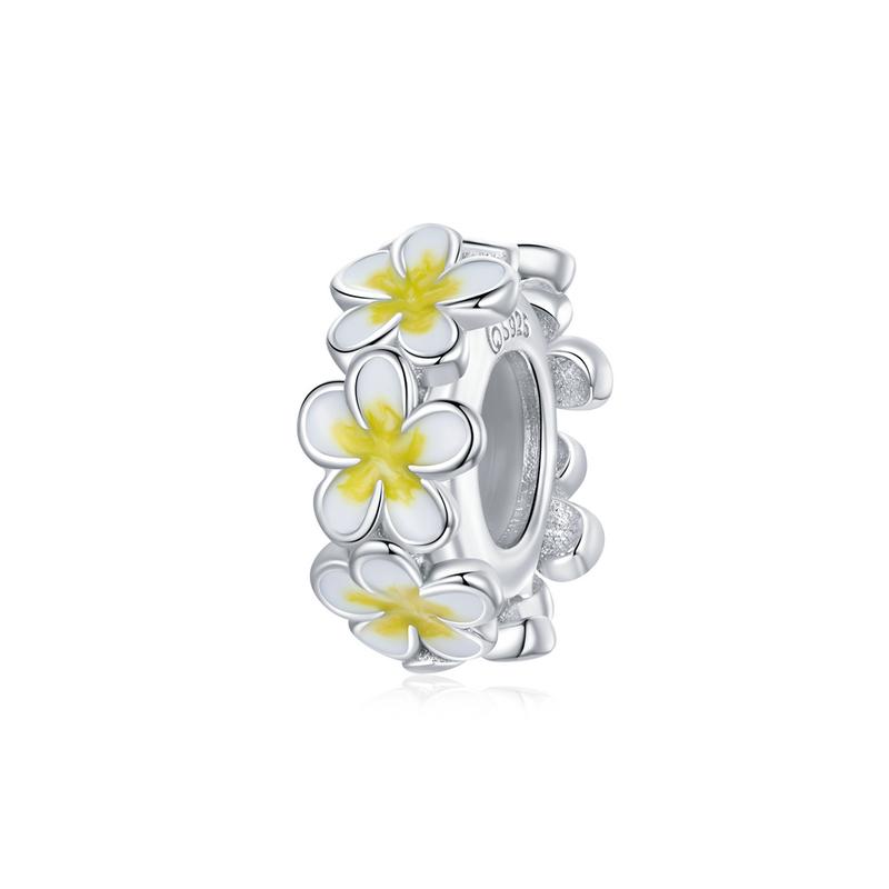 WOSTU 925 Sterling Silver Yellow Flower Charms Beads Fit Original Bracelet DIY Necklace Jewelry Making Gift