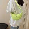 Solid Color Single Shoulder Bags Handbag Half-moon Bag Simple Hobo Crossbody Bag  Unisex