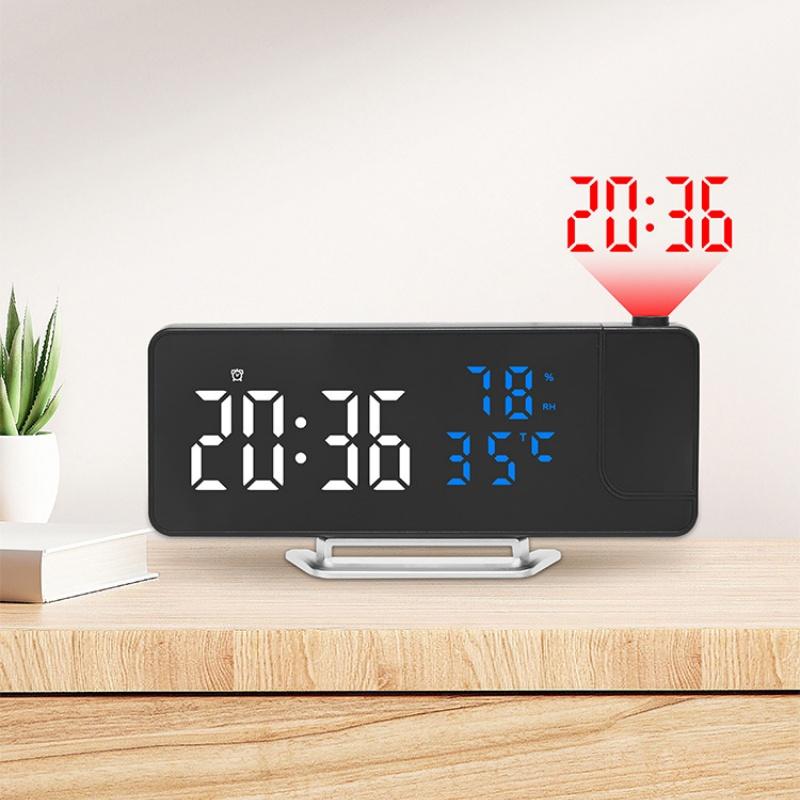 Вращение на 180° Цифровая проекция Будильник ТЕМПЕРАТУРА Влажность Дата Ночной режим Повтор Настольные часы 12/24 ч ℃/℉ Питание от USB Светодиодные часы