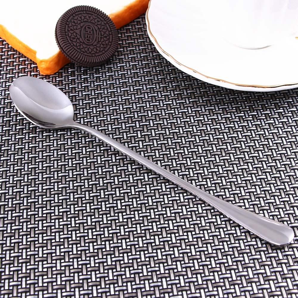 Dinner Round Picnic Dessert Long Spoon Handled Coffee Teaspoon Stainless Tea Spoons