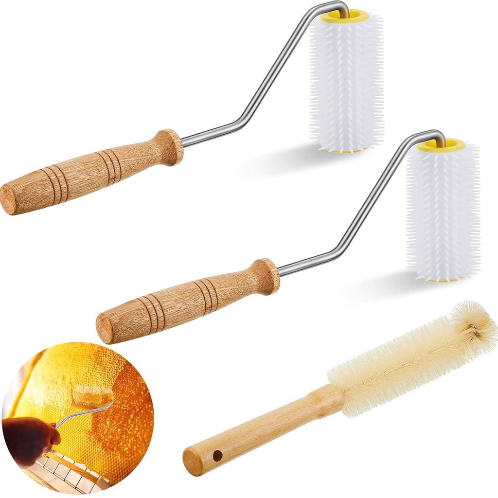 Honey Extractor Tools Honey Uncapping Roller Essential Beekeeping Tools Cleaning Brush for Efficient Honey Extraction