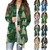 Women's Fashion Christmas Print Jacket Long Sleeve Casual Cardigan Coat