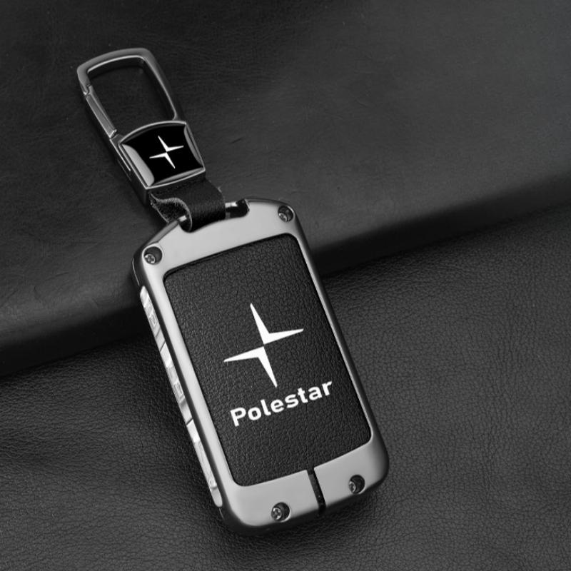 drvfj6 Car Smart Remote Key Case Full Leather Cover Protection Holder Shell For Volvo Polestar 2 Polestar 3 2023 2024 Keyless Keychain