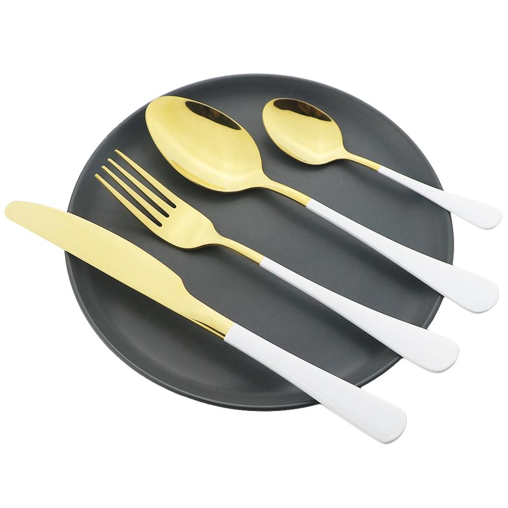 Набор столовых приборов из розового золота, столовые приборы из нержавеющей стали, 6 компл., обеденные ножи, вилки, кофейная ложка, столовая посуда, набор кухонной посуды