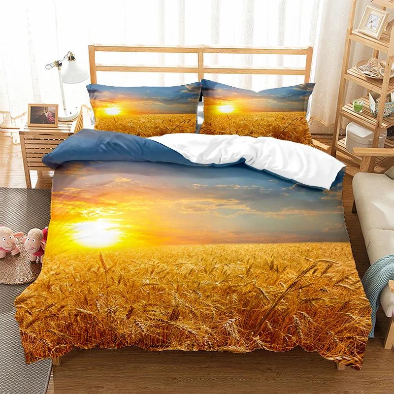 Японский пододеяльник Ветка цветущей сакуры Цветы Вишневый цвет Весеннее искусство Полиэстеровый постельный комплект Размер полный/кинг