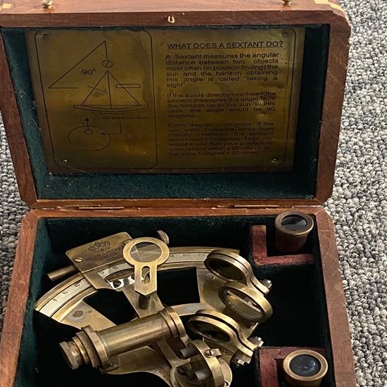 Латунный карманный секстант диаметром 12,5 см, навигационная морская деревянная шкатулка