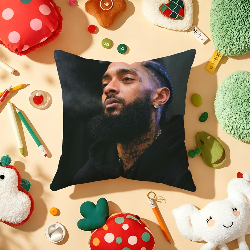 NNipsey Hussle RAP Cushion Cover Plush Fabric Soft DoubleSided Printed Sofa Warm Winter Home Gift Pillow Cover