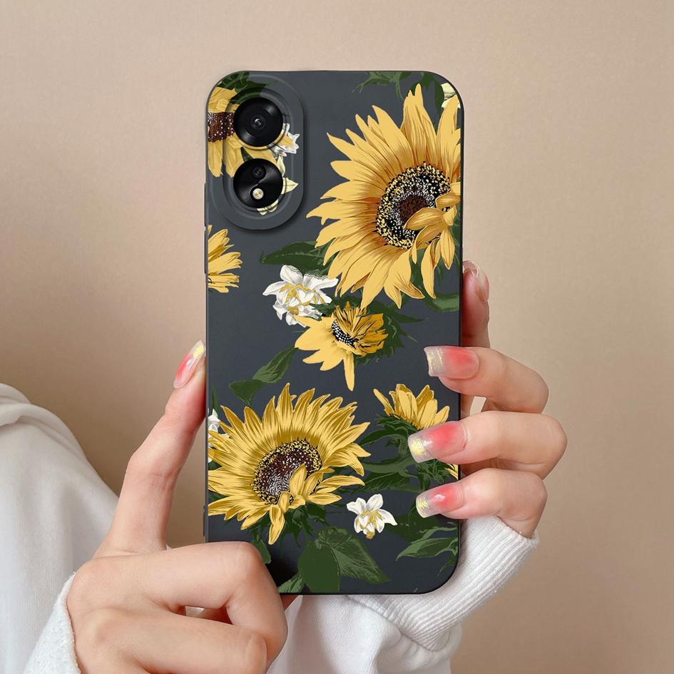 For OPPO A2 A38 A58 A78 A79 Realme 11 Pro Plus Phone Case Cute Fashion High Quality Sunflower Butterfly Matte Liquid Silicone For OPPO Phone Bumper