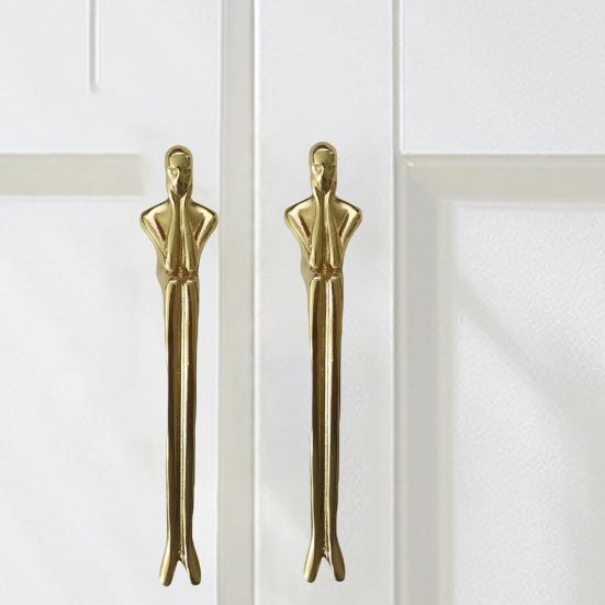 Door Handle Thinker-shaped High Hardness Fine Polishing Brass Drawer Cupboard Door Pull Handle for Home