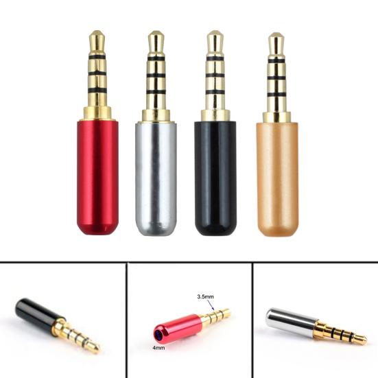1Pc 3.5mm 4 Pole Gold Plated Solder Audio Jack Plug Connector for Headphone