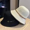 Плетеная шляпа-панама женская летняя с пряжкой дышащая шляпа от солнца показывающая шляпа-таз уличная шляпа-ведро