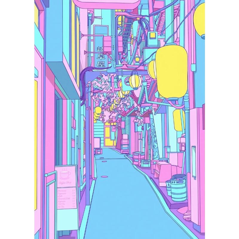 Classic Abstract Aesthetics Wall Art 80s Neon City Street Steam Wave HD Oil On Canvas Posters And Prints Home Bedroom Decor Gift