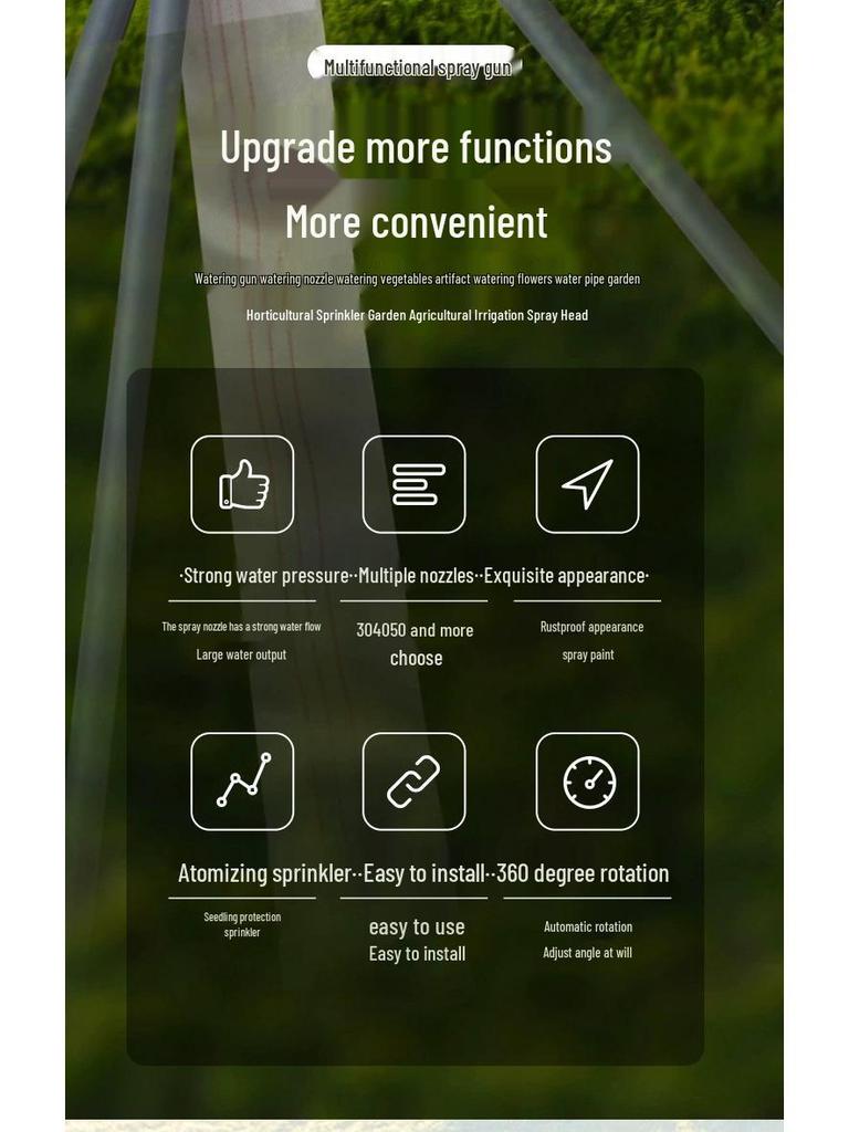 Agricultural Rotating Nozzle Spray Gun for Landscape, Dust Control, & Farmland Irrigation