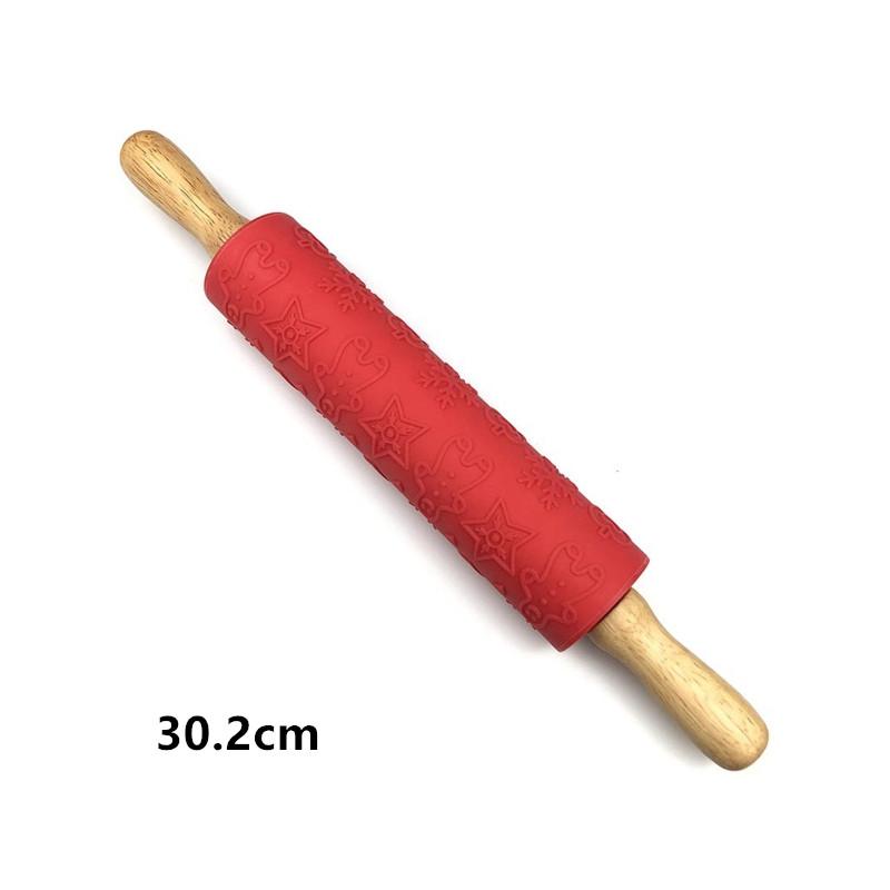 Рождественская скалка для тиснения для выпечки печенья, лапши, бисквита, помадки, теста для торта, гравированный ролик, силиконовая скалка