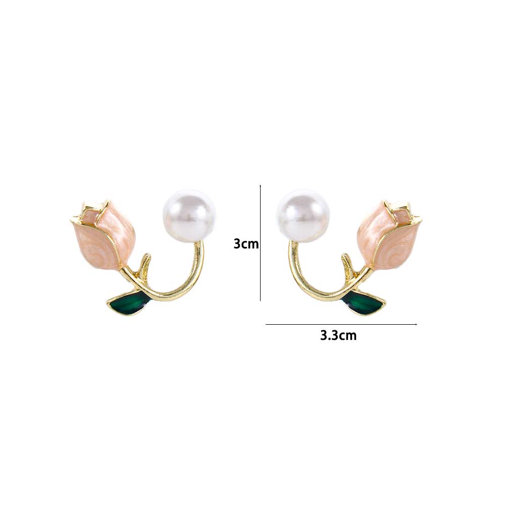Wedding Party Jewelry Accessories Flower Ear Studs Tulip Earrings Pearl Ear Hook Women Pearl Studs
