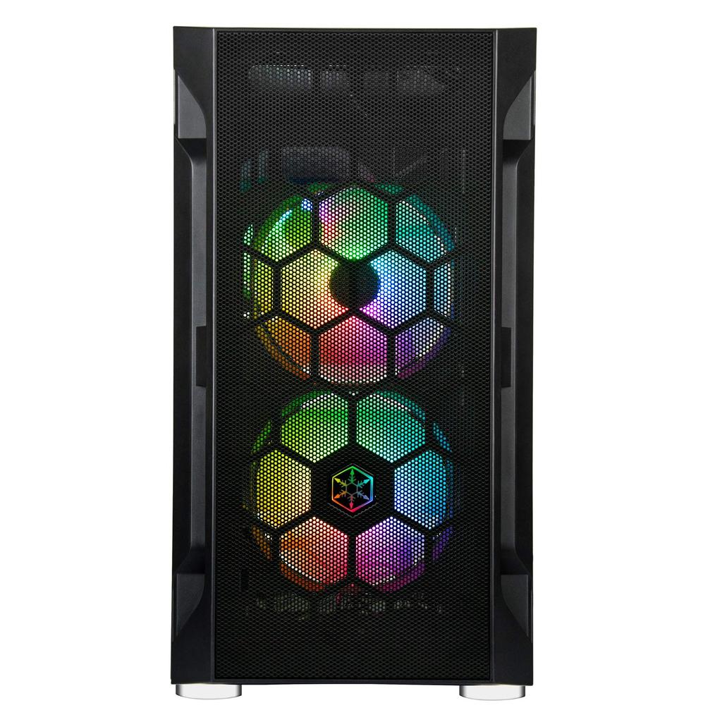Корпус Mid Tower из закаленного стекла серии FARA Silver Stone с тремя вентиляторами ARGB + Micro-ATX SST-FAH1MB-PRO