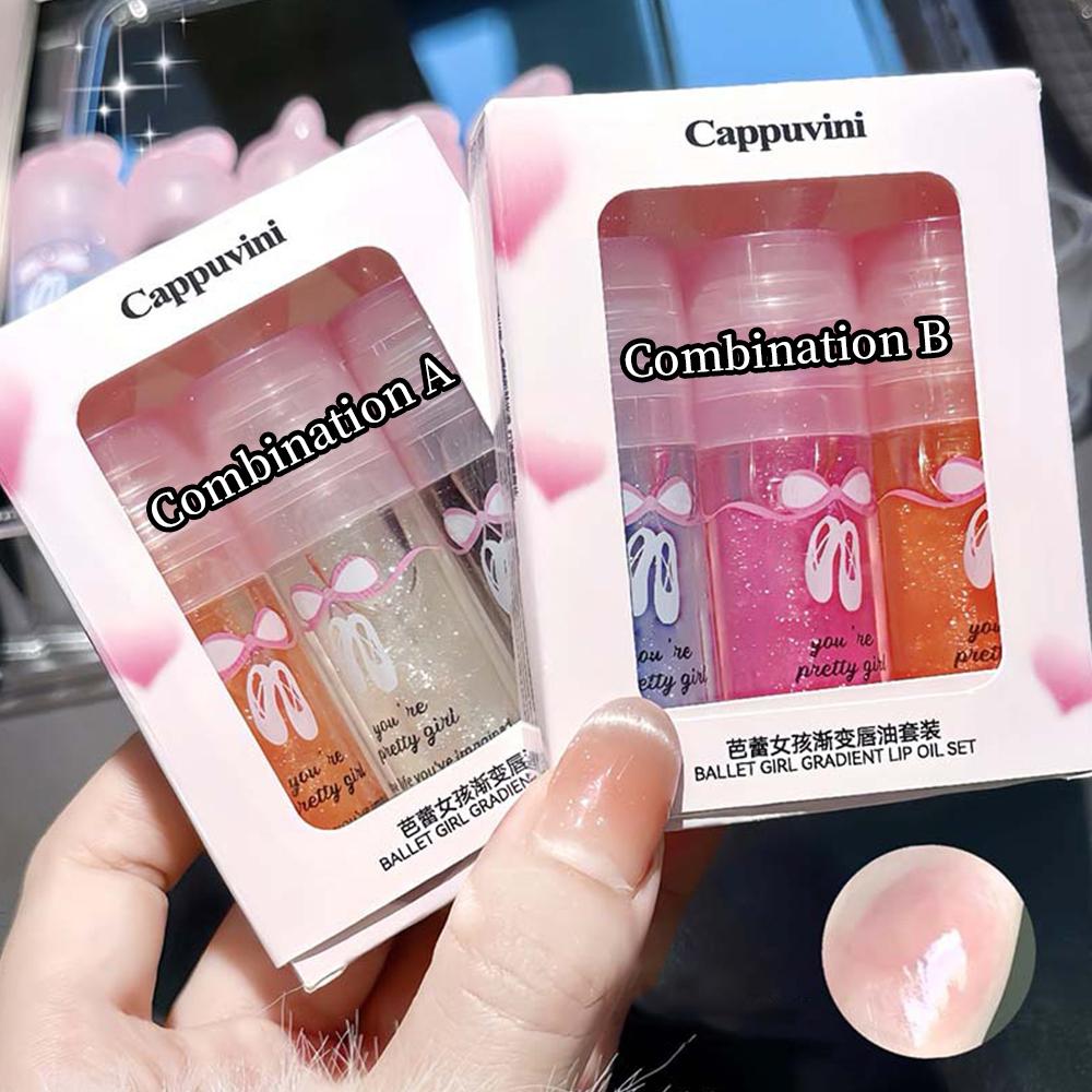 CAPPUVINI Ballet Girl Gradient Lip Oil Water Gloss Lip Plumping Fine Shimmer Moisturing Lip Balm Lip Gloss