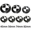 Car Black White BMW Logo Front Hood Emblem 82mm Rear Badge 74mm Wheel Hub P32 Cap 56mm steering wheel sticker 45mm Accessories