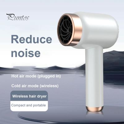 Беспроводной фен для волос с 3 скоростями, перезаряжаемый, высокоскоростной, быстрой сушкой, низким уровнем шума, портативный, для путешествий, кемпинга, пляжа, для женщин, фен