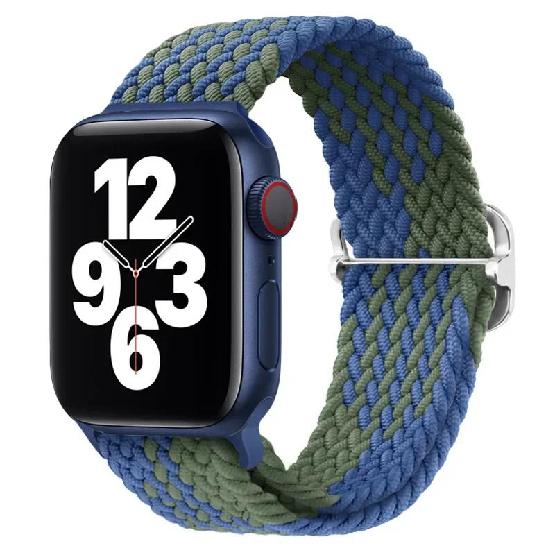Нейлоновый ремешок для Apple Watch Ultra 2 49 мм 40 мм 44 мм 41 мм 38 45 мм Эластичный плетеный браслет-петля для iWatch Series 9 8 7 6 SE 5 4