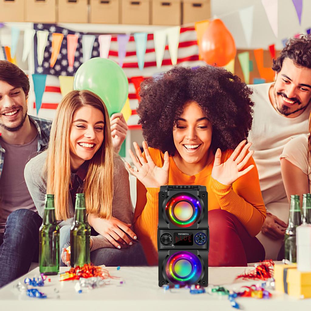 TOPROAD 40W Portable Bluetooth Speaker with Subwoofer Wireless Stereo Bass Outdoor Party Speakers Support Remote Control FM Radio RGB LED Lights