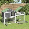 Rabbit Hutch Gray 185.5 x 60.5 x 109.5 cm Solid Pine Wood