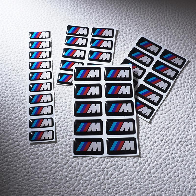 XGDY8 16/17/18/19mm Soft Adhesive 4pcs Car Steering Wheel Decor Sticker Center Hub Cap Emblem DIY Ornament Decal For BMW M Performance