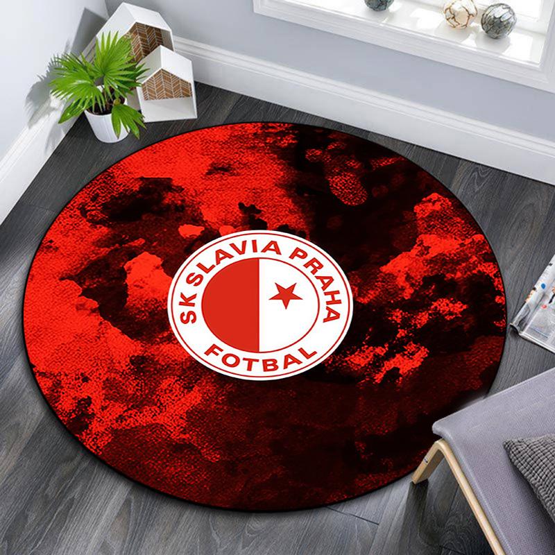 SK Slavia Praha Round Area Rug,Carpet Rug for Living Room Bedroom Sofa Playroom Decor,Non-slip Floor Mat