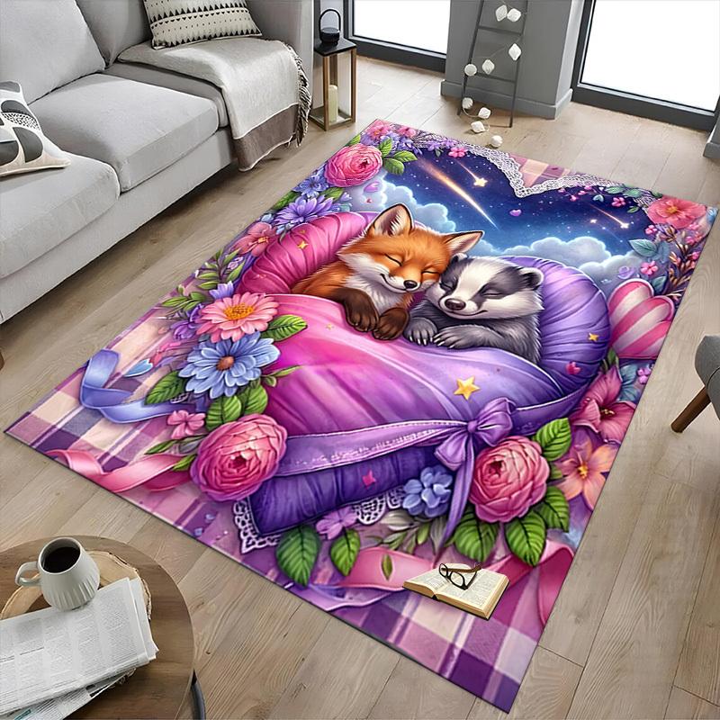 1PC Fox and Badger Non-Slip Floor carpet, Office, family, bedroom, Studio - Large Area Rug,Decorative Mat, Longlasting Material-C0488