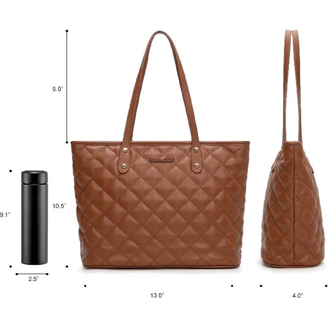 Montana West Quilted Tote Bag for Women Shoulder Bag Fashion Handbags with Top Zipper