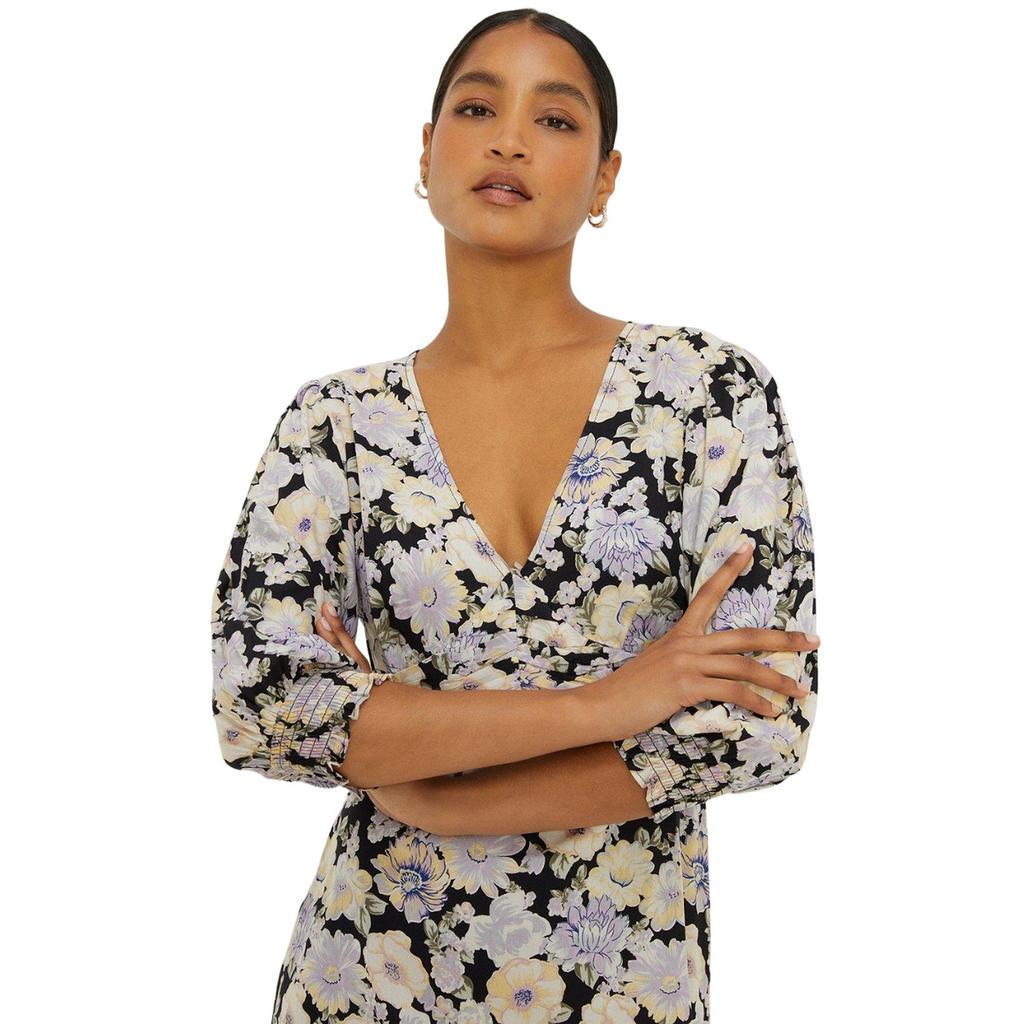 Dorothy Perkins Женское/женское платье миди с цветочным принтом и сборкой спереди