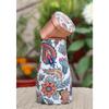 Print Copper Water Bottle Jar - 1L | With Inbuit Glass In Lid | Beautiful And Elegant Print Design | Kitchen And Bedroom Sugar Water Storage Pot