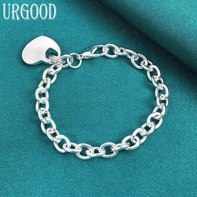 Браслет с подвеской в ​​виде сердца из стерлингового серебра 925 пробы, модные ювелирные изделия