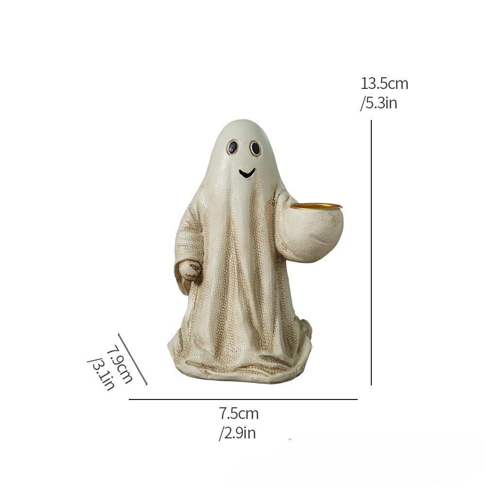 Halloween Ghost Figurine Decoration Resin Pumpkin Spooky Statue Home Ornaments Desktop Bookshelf Holiday Scene Ghost Props Decor