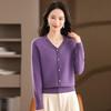 Women's 100% Wool V-neck Cardigan Sweater