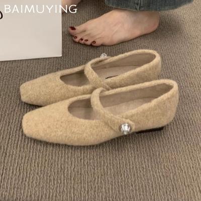 Замшевые женские туфли на плоской подошве с квадратным носком и средним каблуком, дизайнерские туфли с пряжкой, тренд 2025 года, элегантные вечерние зимние новые женские туфли