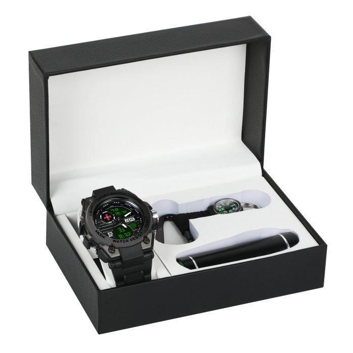 Men's Waterproof Tactical Watch Besta Box Tattoo ZSU Light Gift Set, with Compass