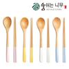 [Breathing Tree] Self-produced Natural Oil Natural Cotton Candy Wooden Spoon Set of 4, Pink + Yellow + Cream + Blue, Korean Popular Tableware