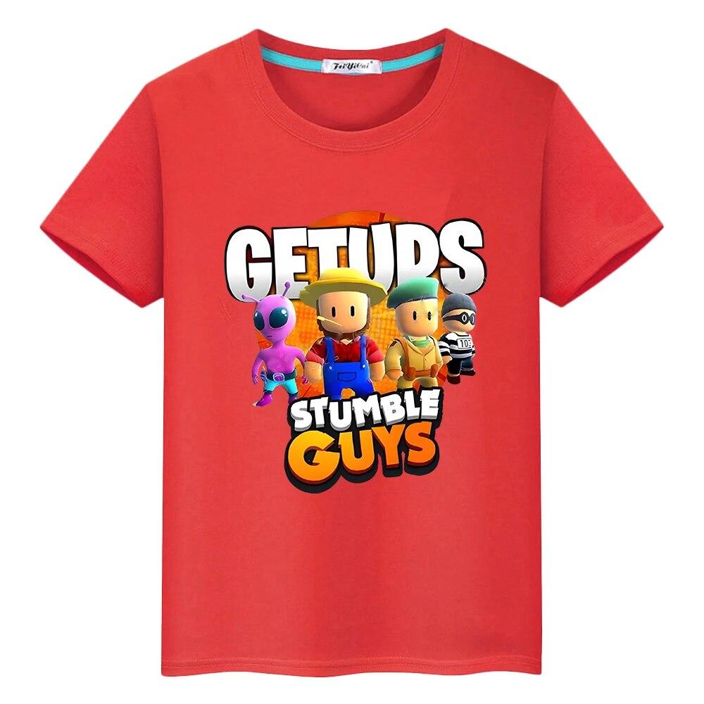 Stumble Guys T-shirt 100%Cotton Boys Girls Pride Tshirt  Y2k One Piece Kawaii Anime Tees Casual Print Short Tops Kids Clothes