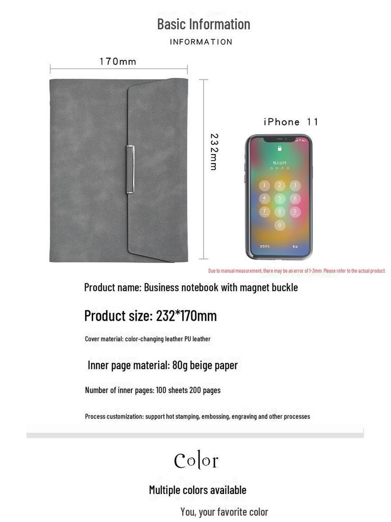 Блокнот формата А5 с тремя сложенными листами, с металлической пряжкой и подарочной коробкой с настраиваемым логотипом