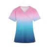 Print Short Vneck Fashion Womens Sleeve Workwear With Pockets Tops