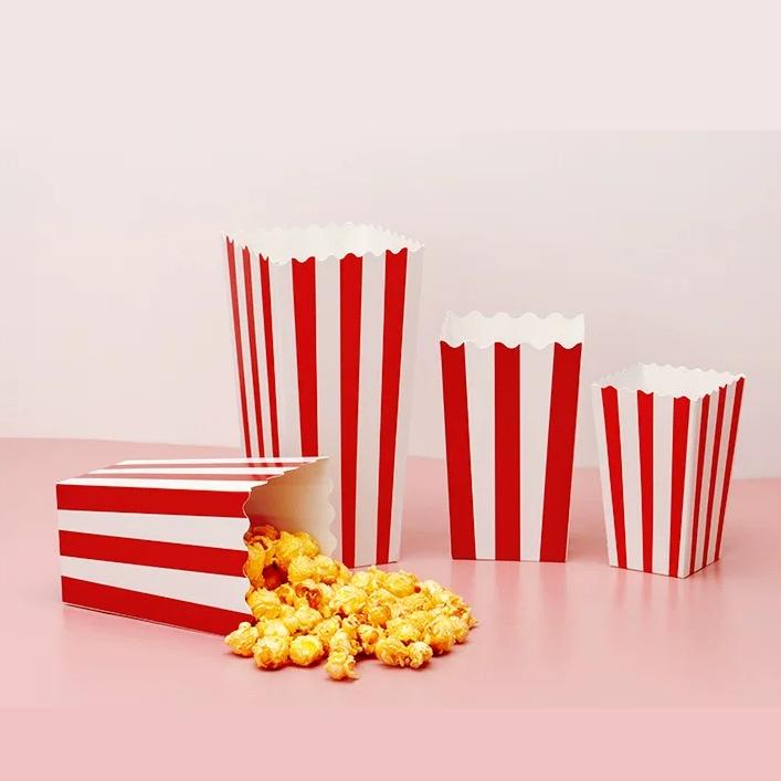 20/50pcs Popcorn Box Buckets Fries Cup Movie Night Kids Birthday Party Favors Snack Container Bag Wedding Christmas Supplies Party Decoration Props