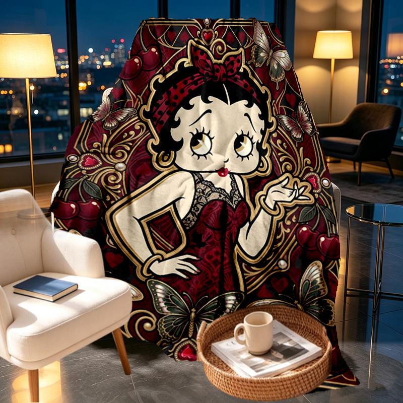 Betty Boop Print Blanket - Soft & Comfortable, for Bedroom, Travel, Sofa, Home Decoration - Birthday Christmas Gift for Friend