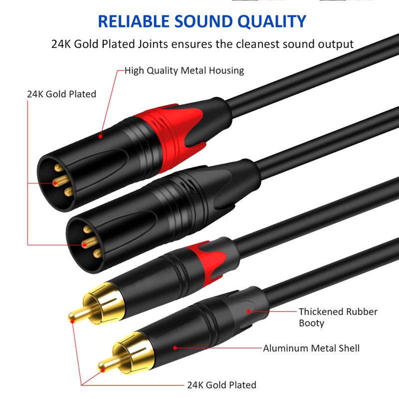 2-xlr штекер на 2-rca штекер аудиокабель провод для усилителей Hi-Fi стерео аудиосистемы микширование динамиков